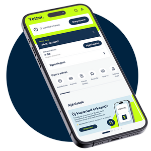 telefon screenen Yettel app nyitóképét látjuk