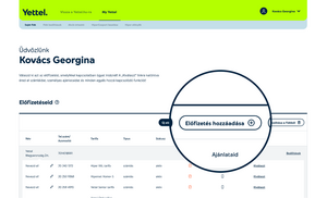 Yettel fiókba előfizetés bevonása gomb