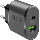 SBS Wall charger, 25W, USB-A + USB-C WoC