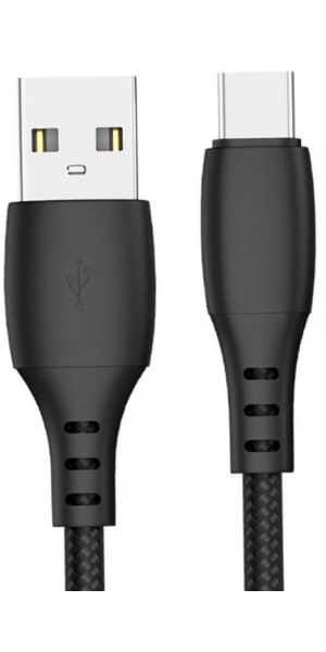 CEL textile USB-C -USB-A cable,2m,black
