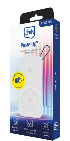 3MK Powerbank,10000mAh,Qi,2in1,white