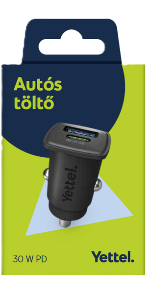 YETTEL Car charger,30W USB-C, 18W USB-A