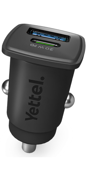 YETTEL Car charger,30W USB-C, 18W USB-A