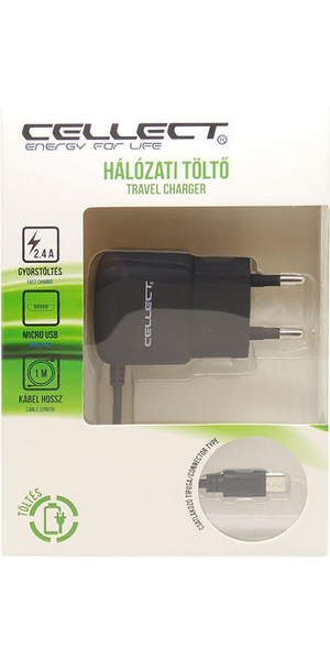 Cellect wall charger, Micro USB, 2.4A Cellect wall charger, Micro USB, 2.4A