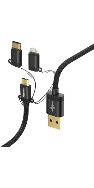 Hama 3in1 cable,microUSB/Type-C/MFI 1,5m