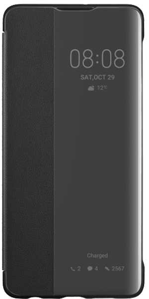 Huawei P30 s-view flip cover, Fekete