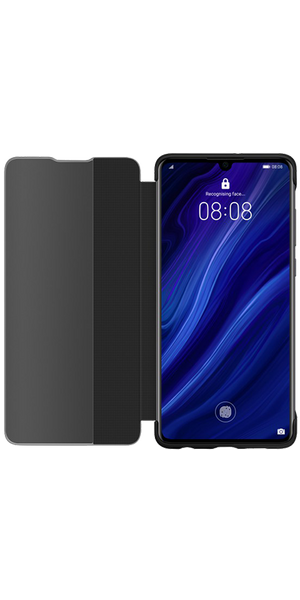 Huawei P30 s-view flip cover, Fekete