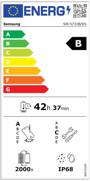 Galaxy S25 FE 5G 8/256GB - B energetikai címke