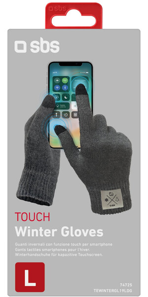 SBS TouchGloves, L size, grey