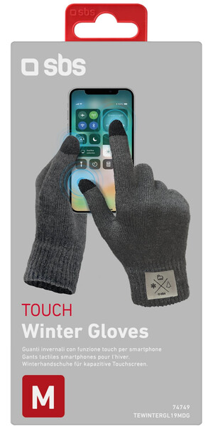 SBS TouchGloves, M size, grey SBS TouchGloves, M size, grey