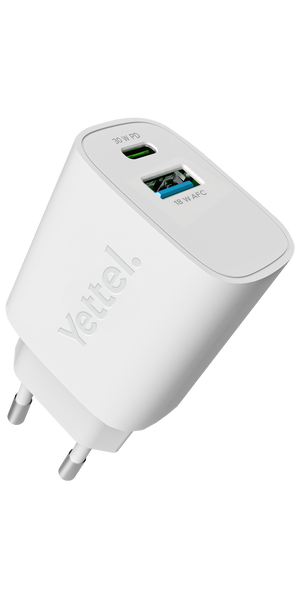YETTEL Wall charger,30W USB-C,18W USB-A