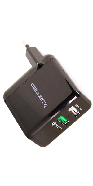 Hálózati töltő adapter, gyorstöltés funkcióval, 2 USB porttal
