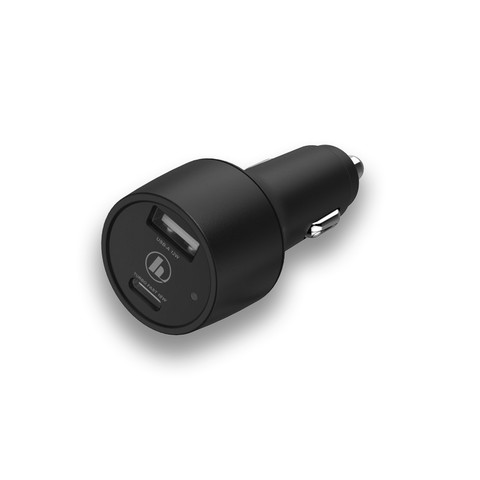 Autós töltő adapter - USB-A + Type-C, (PD,QC) 30W