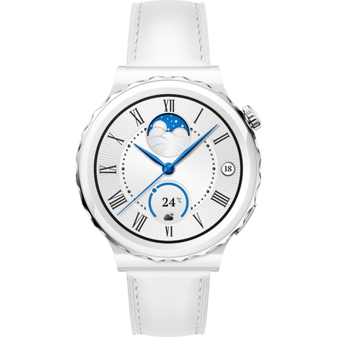 Huawei GT3 Pro 43mm, white leather strap